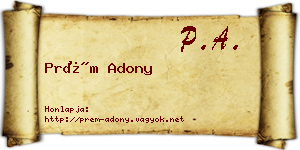 Prém Adony névjegykártya